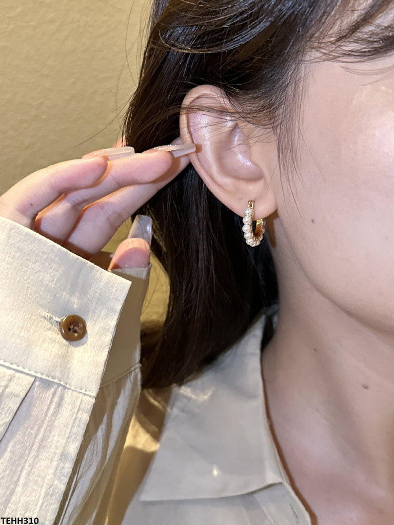 Round Pearl Hoops Pair