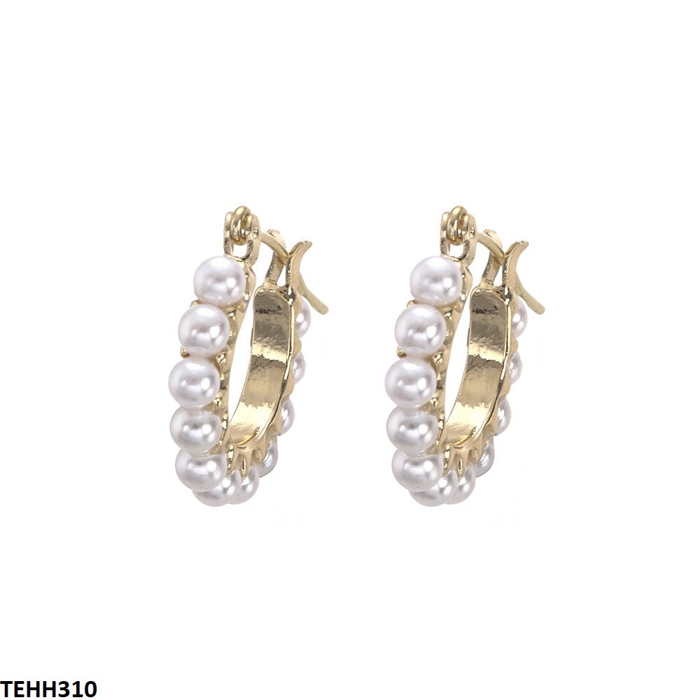 Round Pearl Hoops Pair