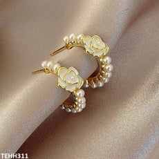 Flower Pearl Hoops Pair
