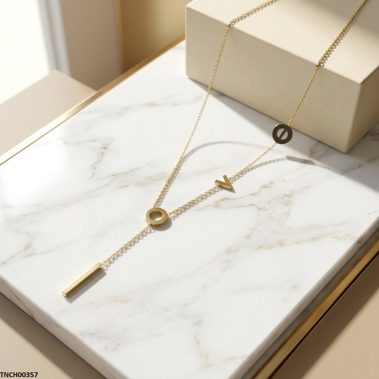 Stainless Steel Round Stick Drop Necklace