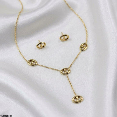 Oval Stainless Steel Necklace Set