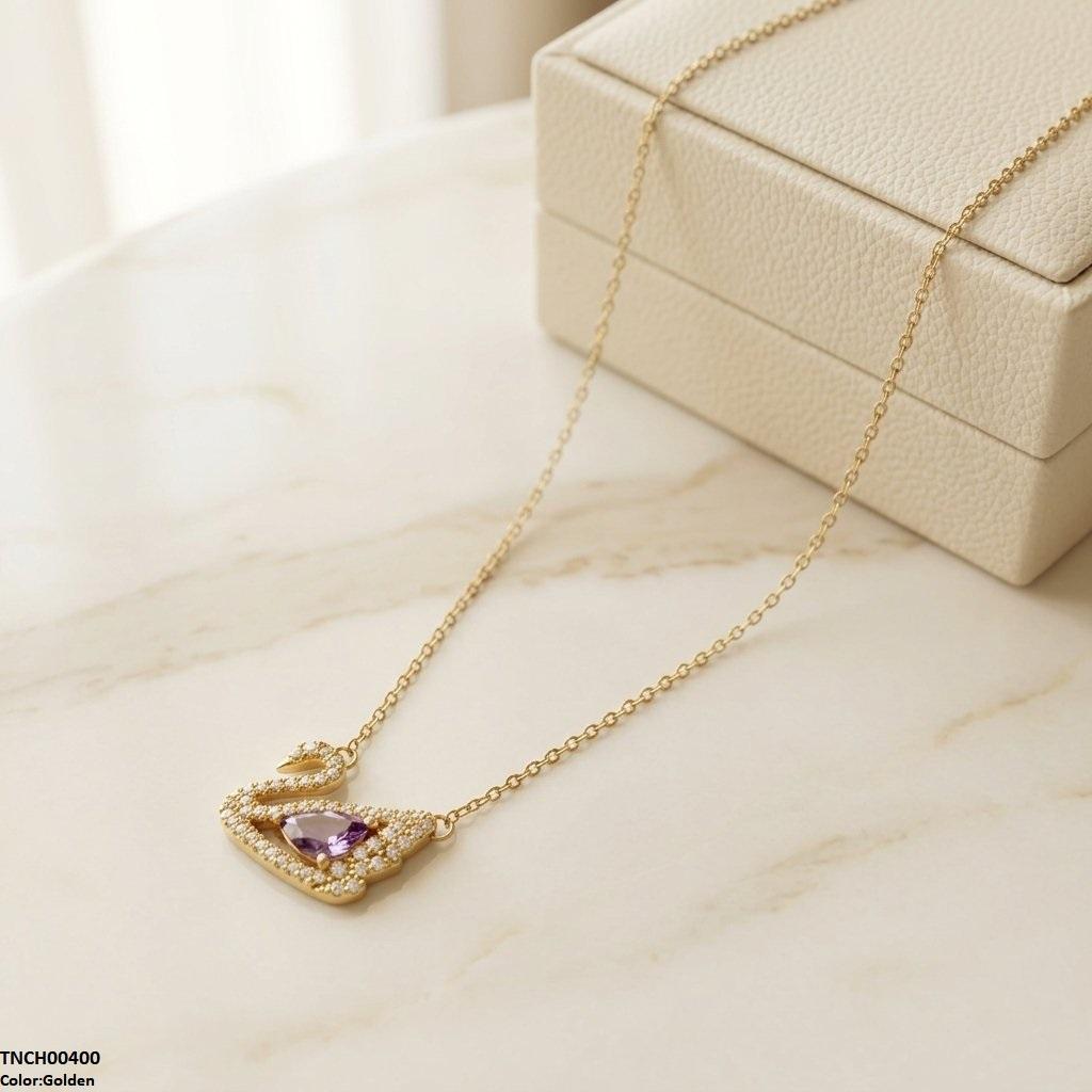 Stainless Steel Zircon Duck Necklace