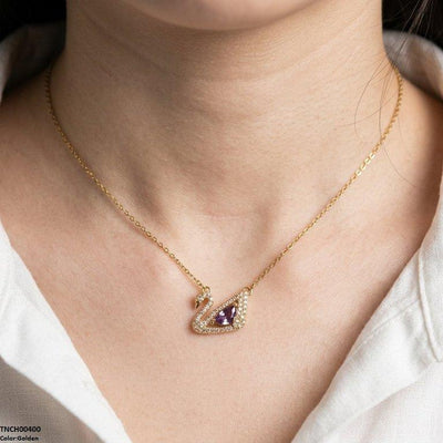 Stainless Steel Zircon Duck Necklace