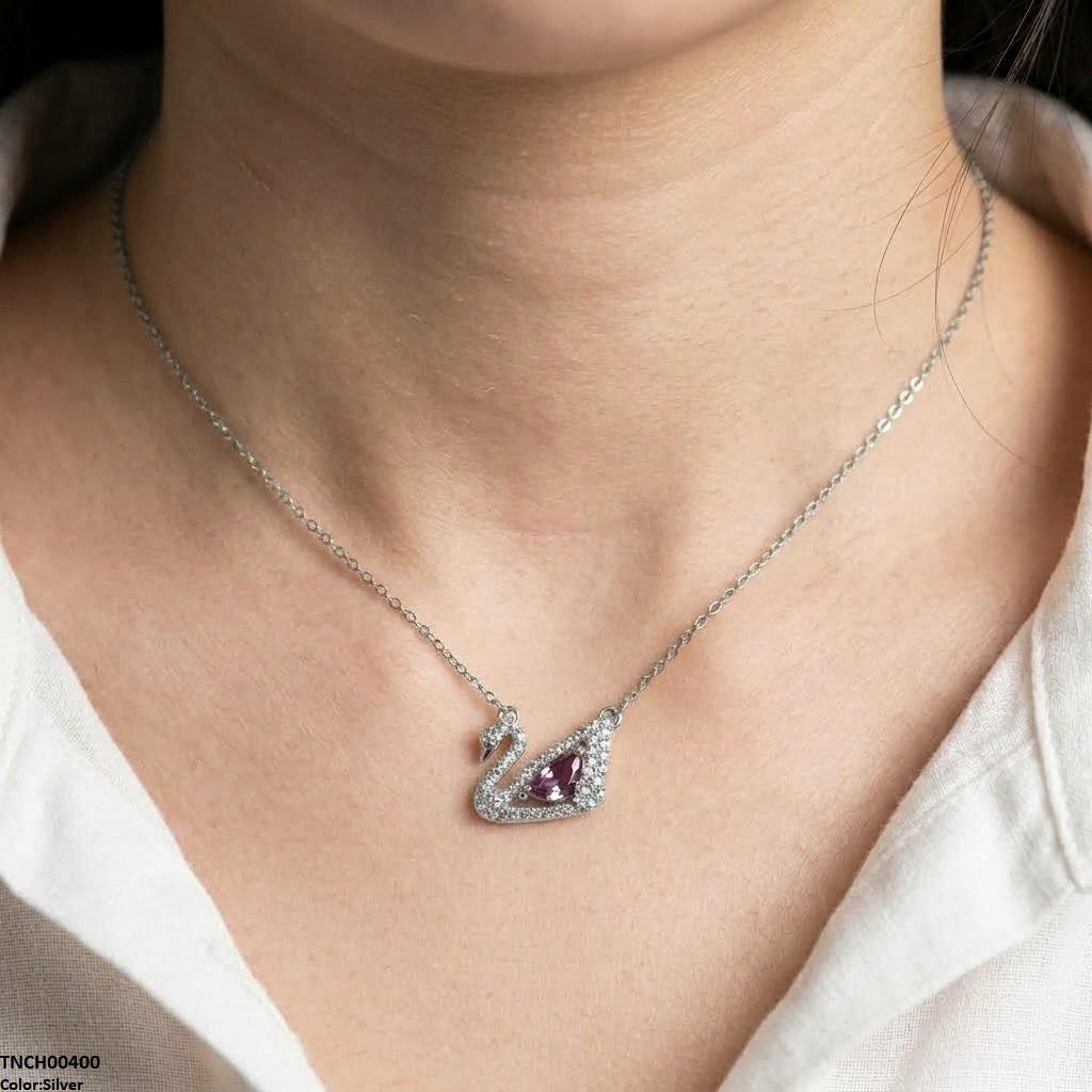 Stainless Steel Zircon Duck Necklace