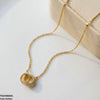 Stainless Steel Zircon Double Round Necklace