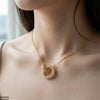 Stainless Steel Zircon Double Round Necklace