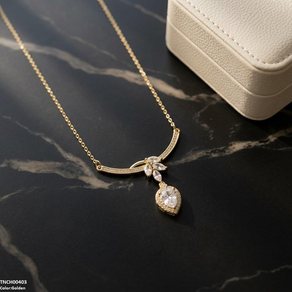 Stainless Steel Zircon Tear Necklace
