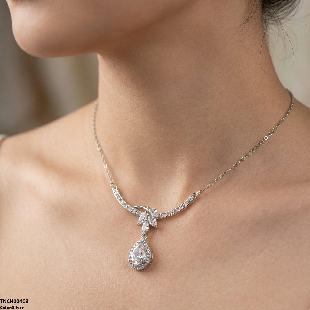 Stainless Steel Zircon Tear Necklace
