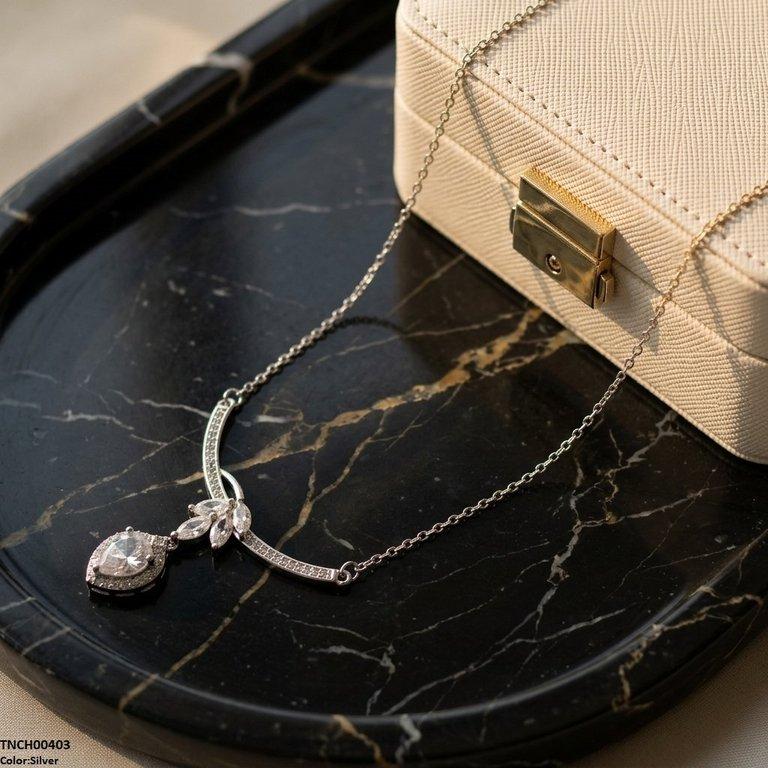 Stainless Steel Zircon Tear Necklace