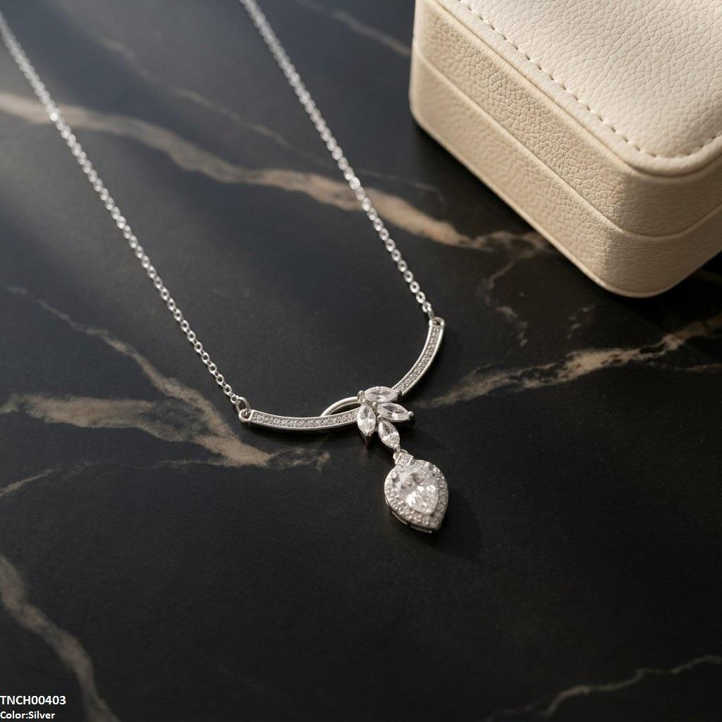 Stainless Steel Zircon Tear Necklace
