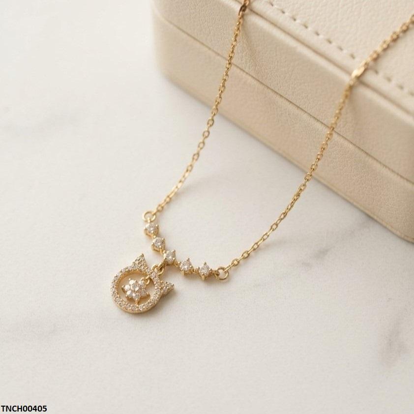 Stainless Steel Zircon Round Star Necklace
