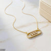 Stainless Steel Zircon Rectangle Round Necklace