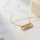 Stainless Steel Zircon Rectangle Round Necklace