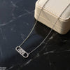 Stainless Steel Zircon Rectangle Round Necklace