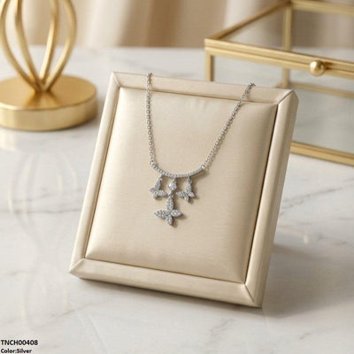 Stainless Steel Zircon Butterfly Necklace