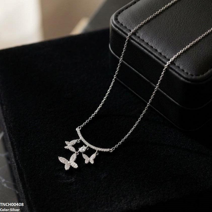 Stainless Steel Zircon Butterfly Necklace