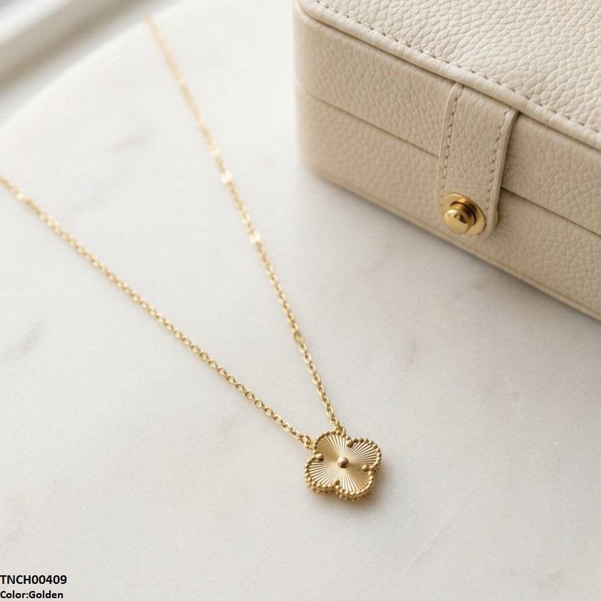 Stainless Steel Zircon Flower Necklace