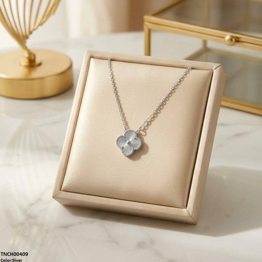 Stainless Steel Zircon Flower Necklace
