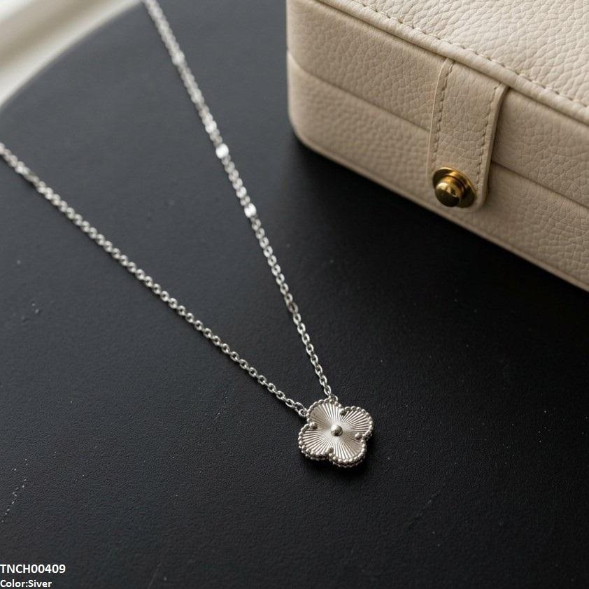 Stainless Steel Zircon Flower Necklace