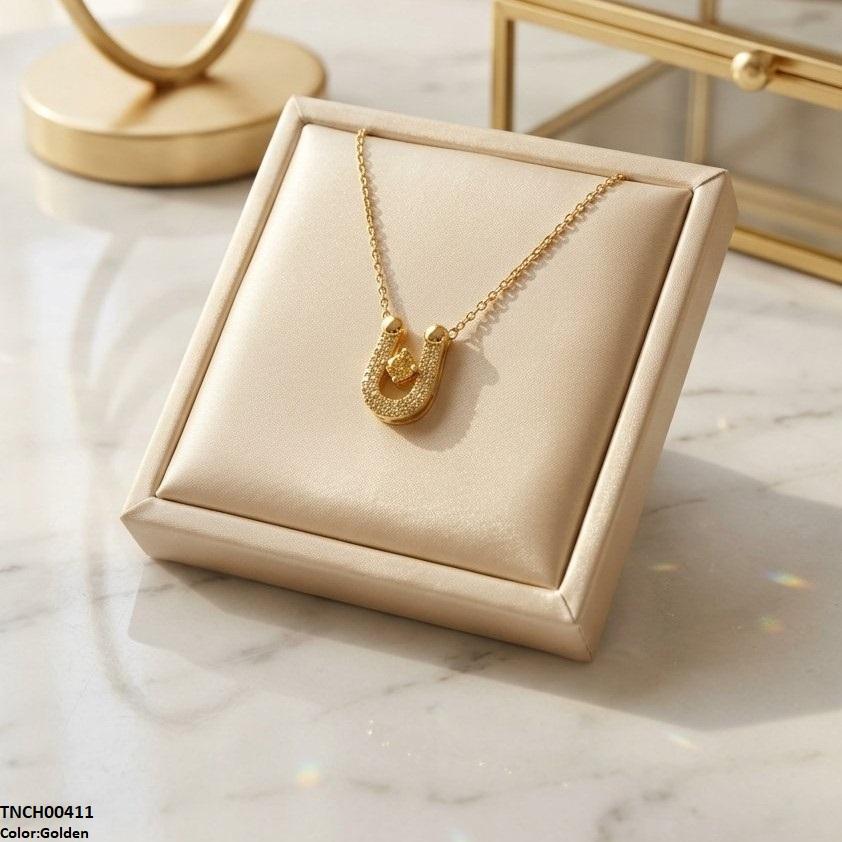 Stainless Steel Zircon U Shape Necklace