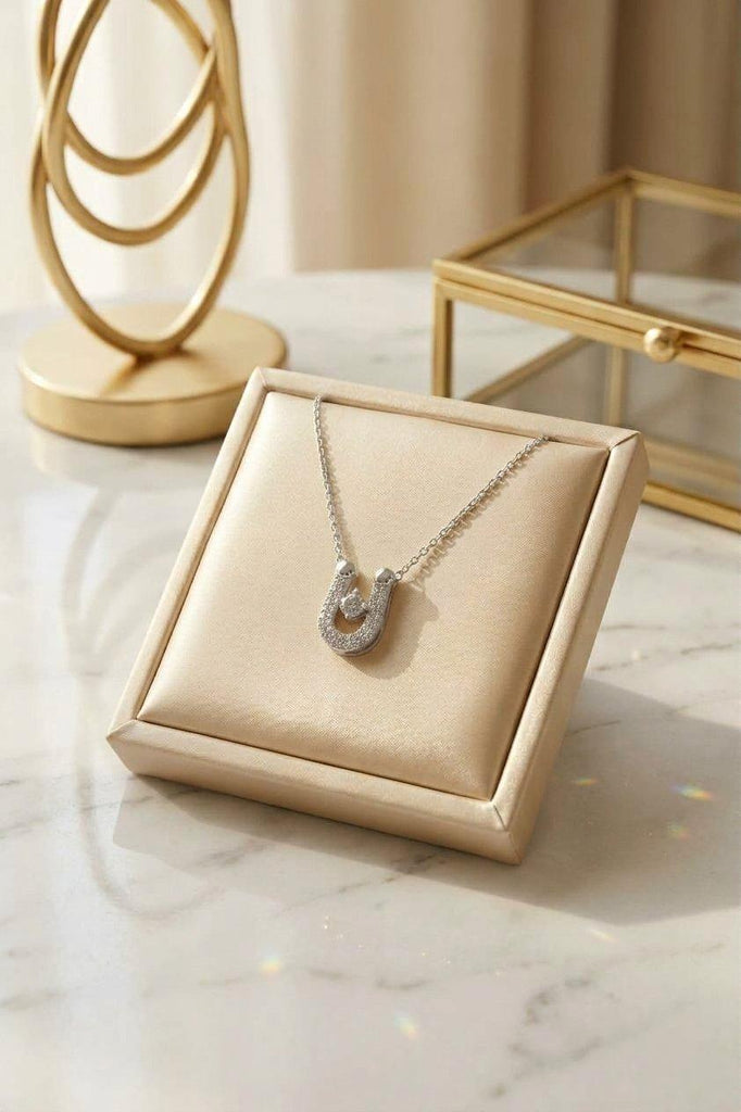 Stainless Steel Zircon U Shape Necklace
