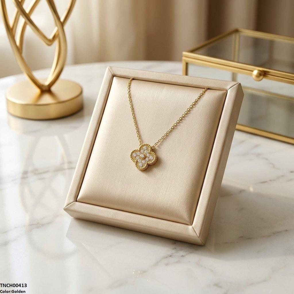 Stainless Steel Zircon Flower Necklace