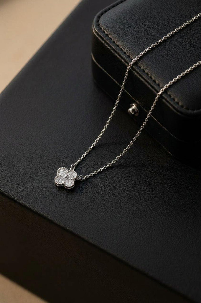 Stainless Steel Zircon Flower Necklace