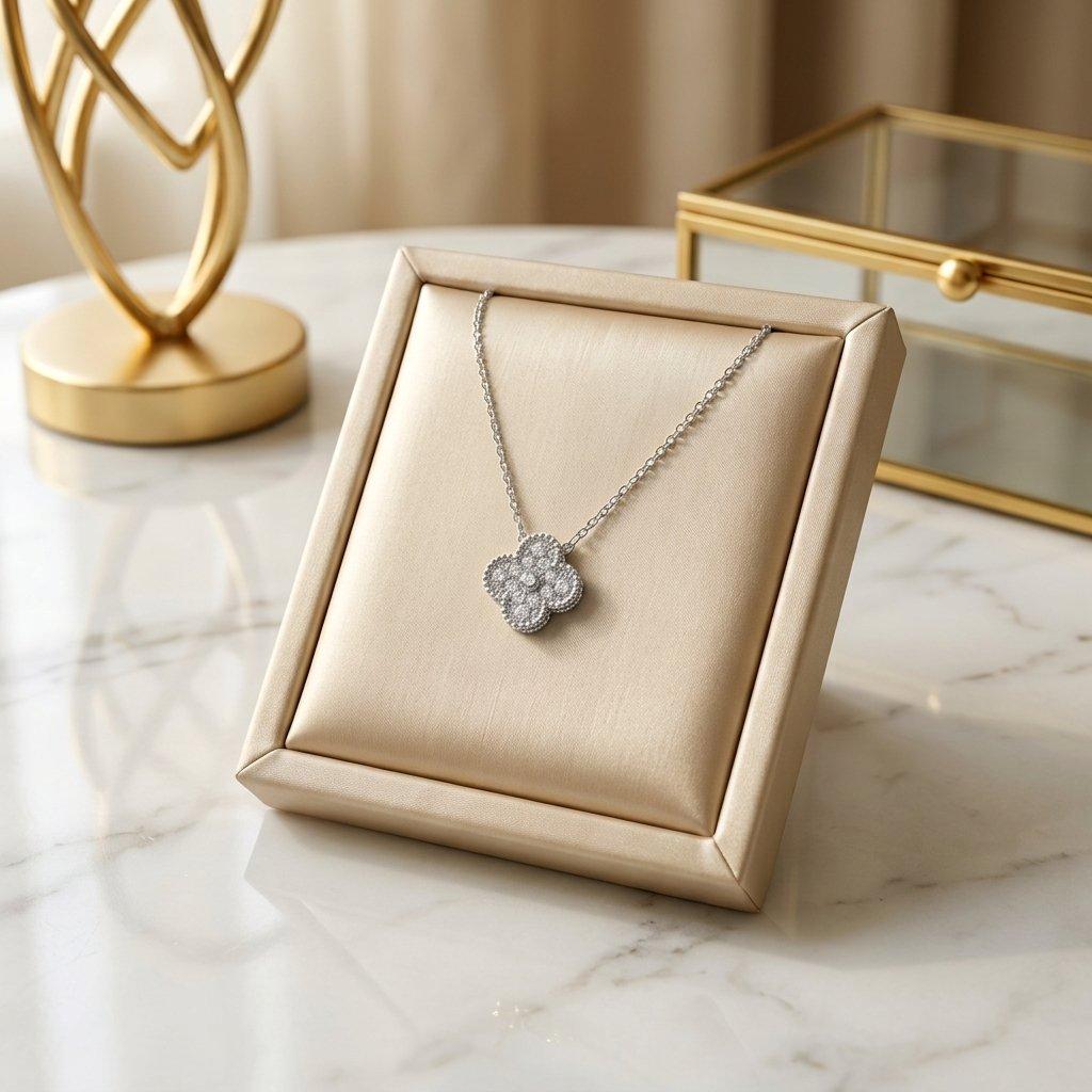 Stainless Steel Zircon Flower Necklace