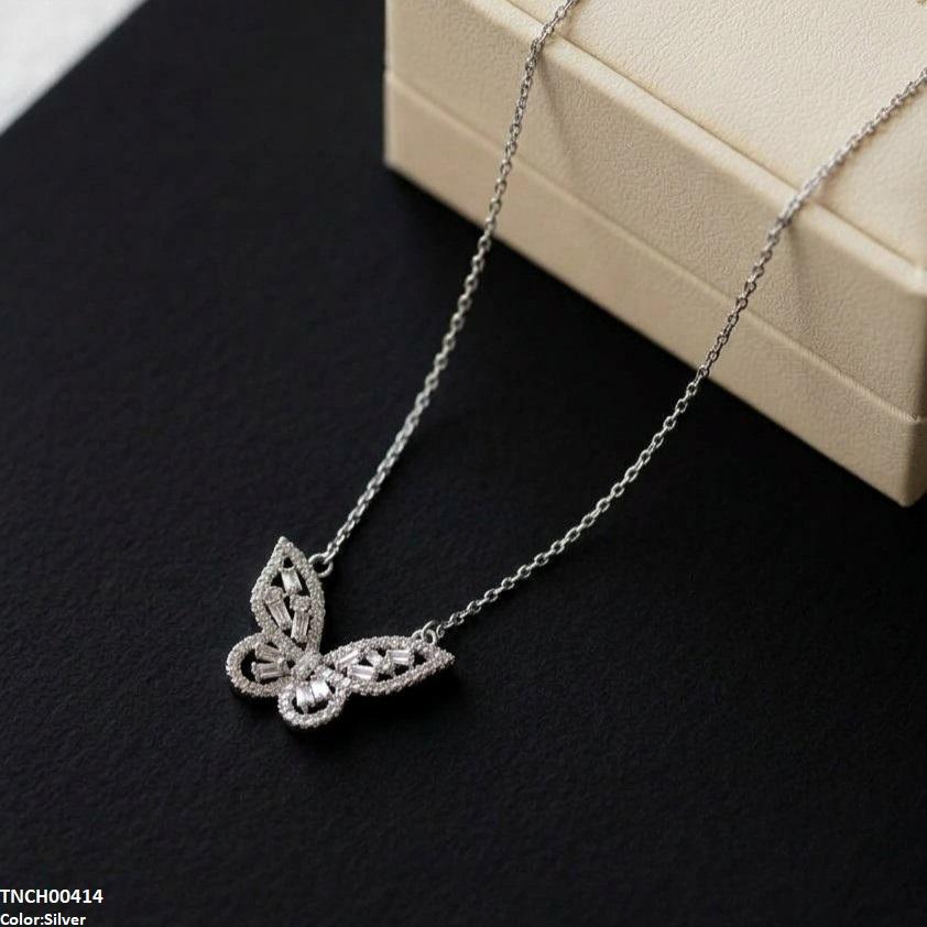 Stainless Steel Zircon Butterfly Necklace