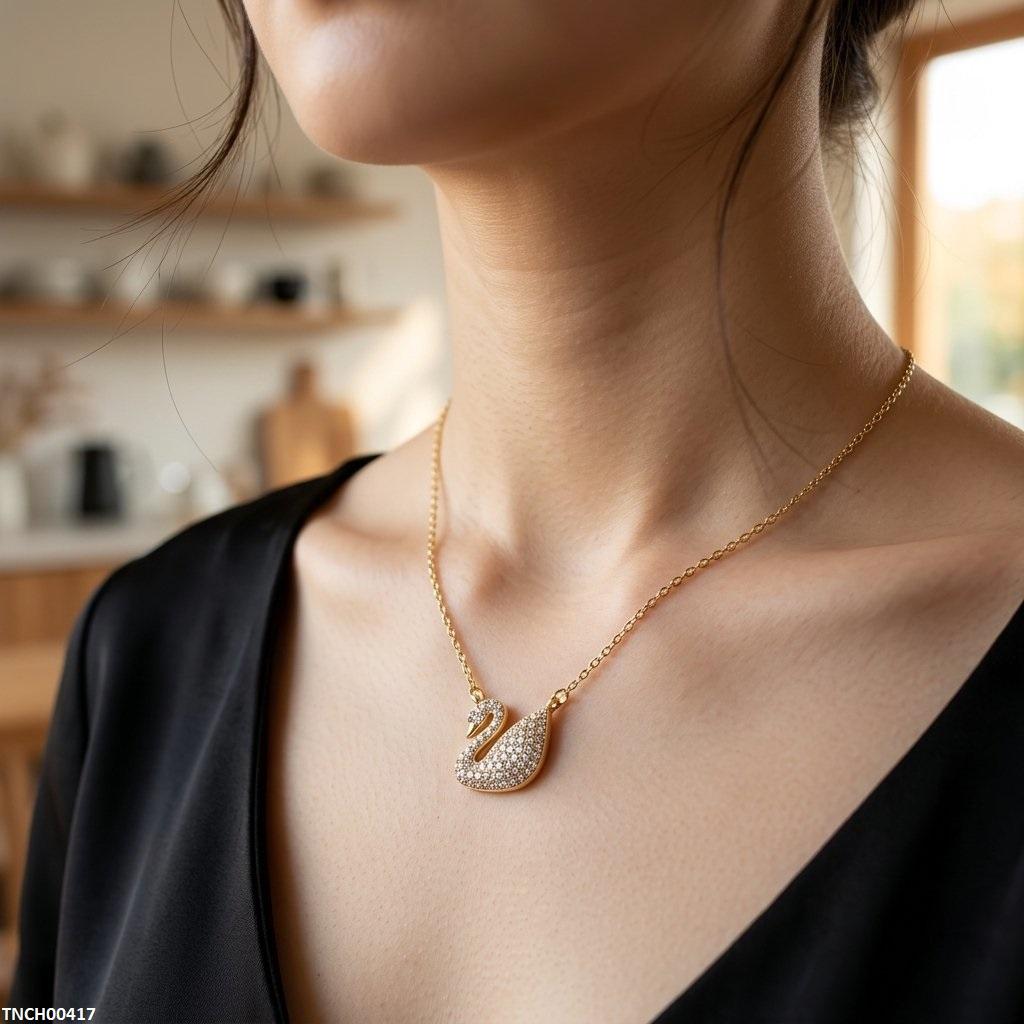 Stainless Steel Zircon Duck Necklace