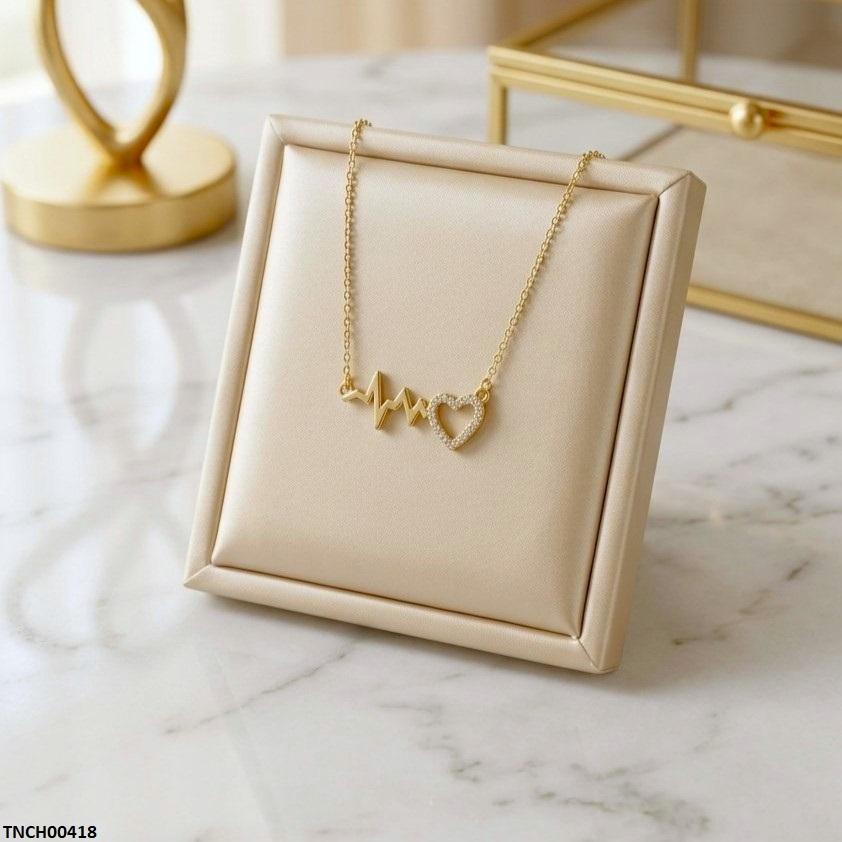 Stainless Steel Zircon Heart Beat Necklace