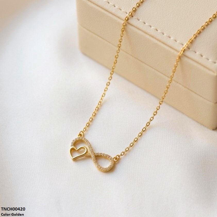 Stainless Steel Zircon Infinity Heart Necklace