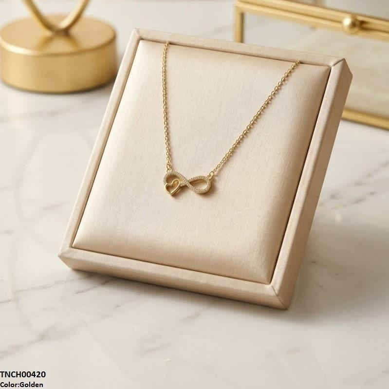 Stainless Steel Zircon Infinity Heart Necklace
