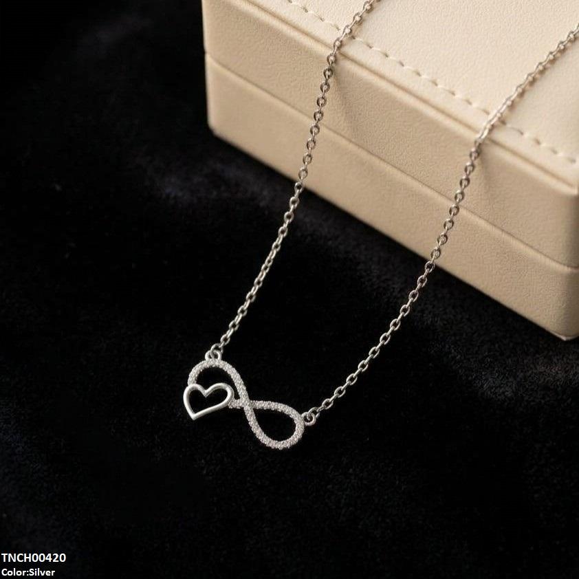 Stainless Steel Zircon Infinity Heart Necklace