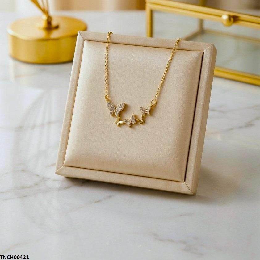 Stainless Steel Zircon Link Butterfly Necklace