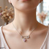 Stainless Steel Zircon Pin Heart Necklace