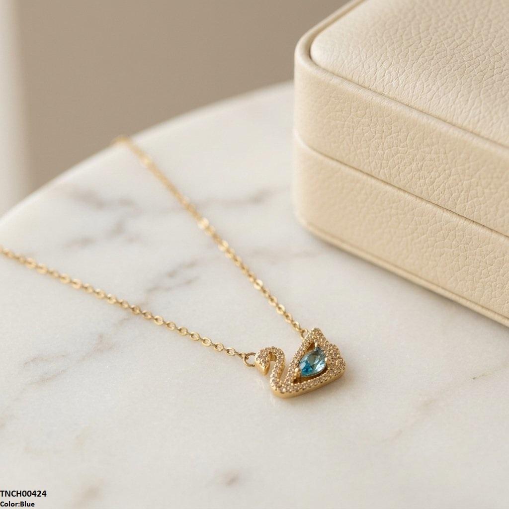 Stainless Steel Zircon Duck Necklace