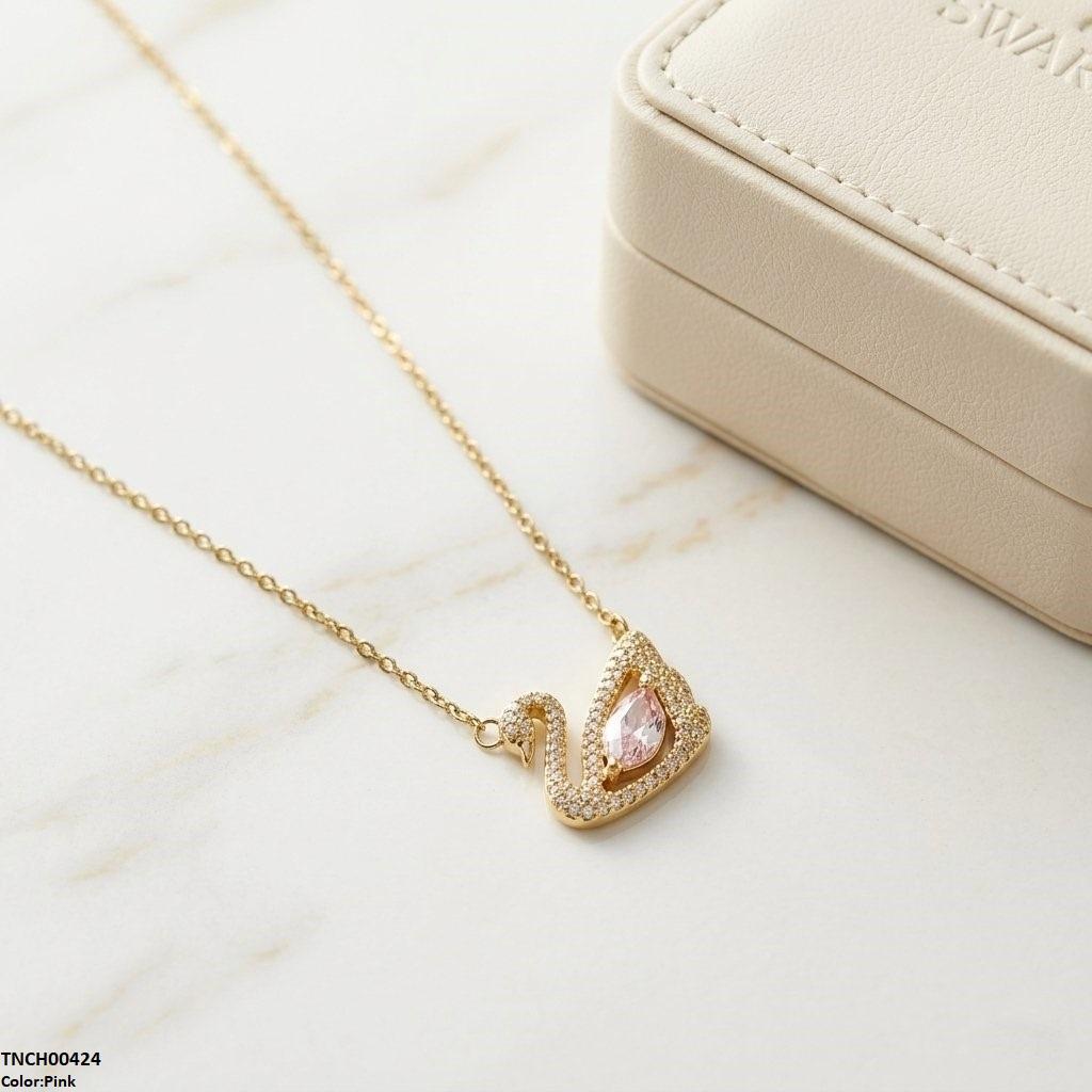 Stainless Steel Zircon Duck Necklace