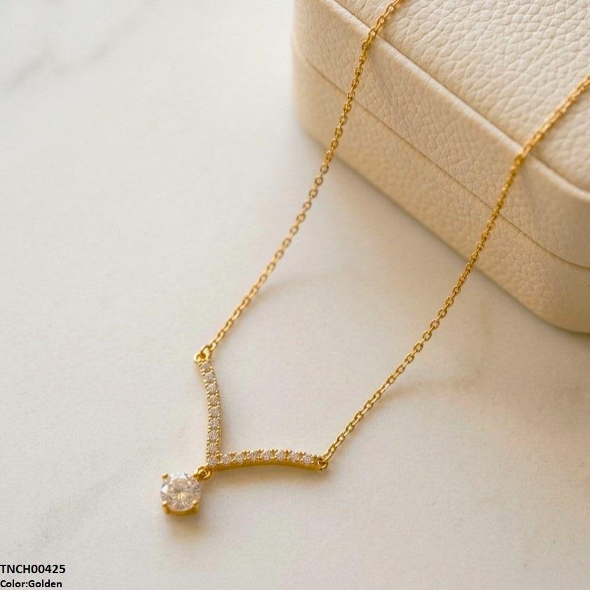Stainless Steel Zircon Round Necklace