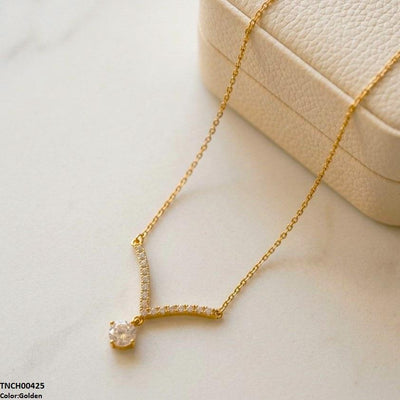 Stainless Steel Zircon Round Necklace