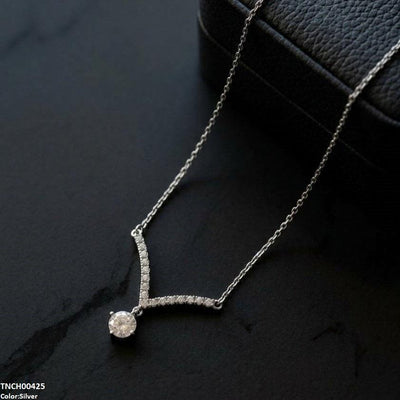 Stainless Steel Zircon Round Necklace