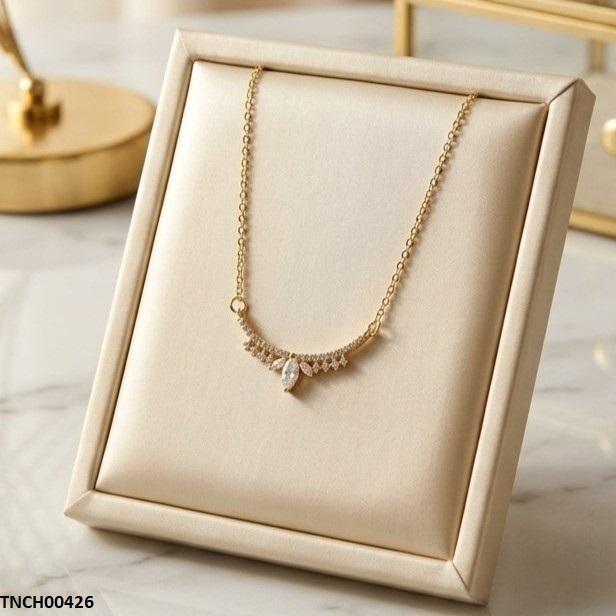 Stainless Steel Zircon Round Marquise Necklace