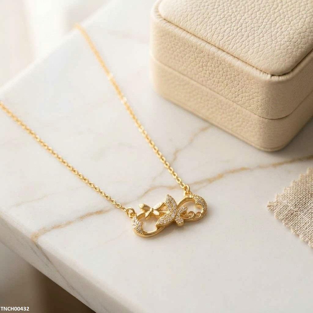 Stainless Steel Zircon Butterfly Necklace