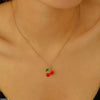 Stainless Steel Cherry/Leaf Pendant