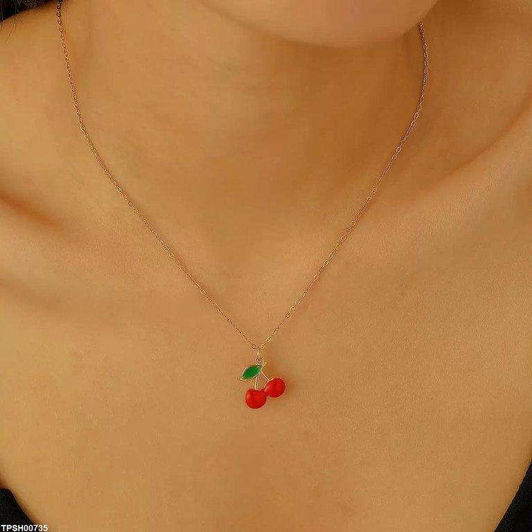 Stainless Steel Cherry/Leaf Pendant