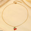 Stainless Steel Cherry/Leaf Pendant