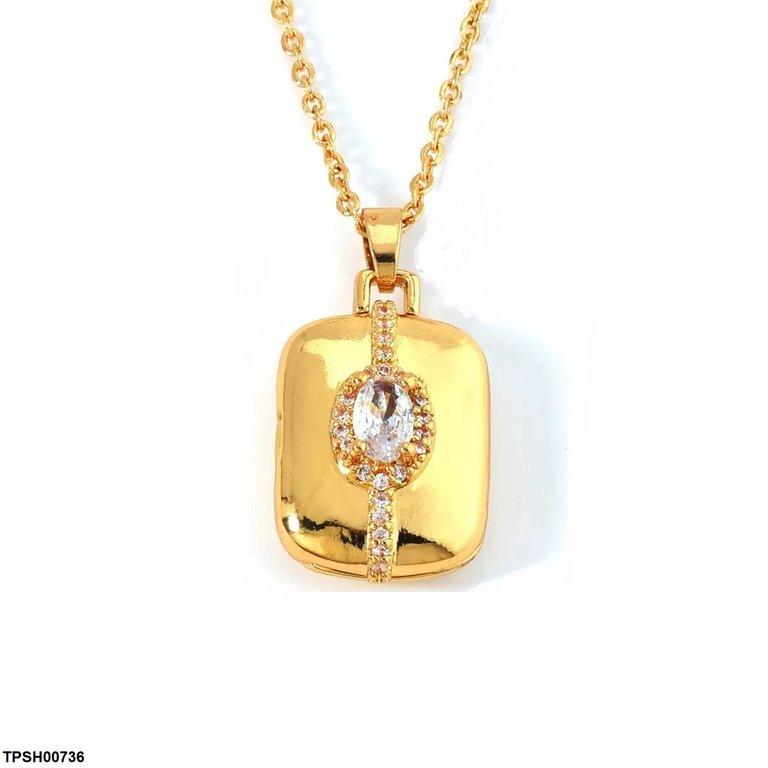 Stainless-Steel Oval Pendant With Chain