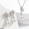 Leaf Pearl Drop Zircon Pendant Set