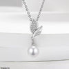 Leaf Pearl Drop Zircon Pendant Set