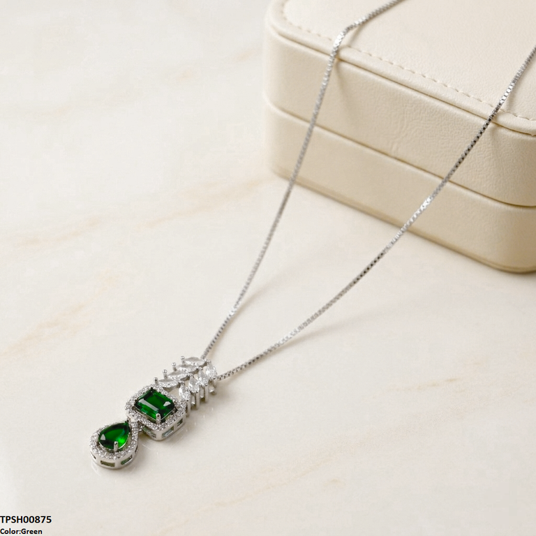 Marquise/Square Tear Drop Zircon Pendant With Chain
